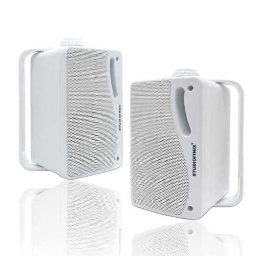 STUDIOFINIX 3.5 Inch Outdoor Bluetooth Speakers Waterproof Wired,3 Way 200W Upgrade Premium Wall Mount Speakers,Ideal use in Patio,Deck, Indoor Outdoor（White）