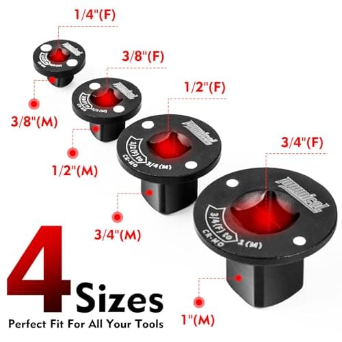 Mumicol 4PCS Low Profile Impact Socket Adapter Set, 3/8" to 1/2", 1/4" to 3/8", 3/4" to 1", 1/2" to 3/4" Socket Adapter Set, Designed for Tight Spaces, Stackable, Automotive, DIY, Industry, CR-MO — view 5