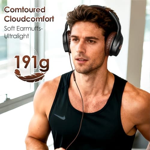 INFURTURE USB C Headphones Wired Brown Over-Ear Headphone with Microphone — view 5