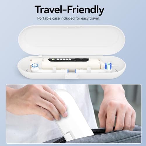 Seago Rotating Electric Toothbrush for Adults with Travel Case, 8 Brush Heads, 5 Modes with Whitening, USB-C Rechargeable with Timer, 30-Day Battery (Beige) — view 5