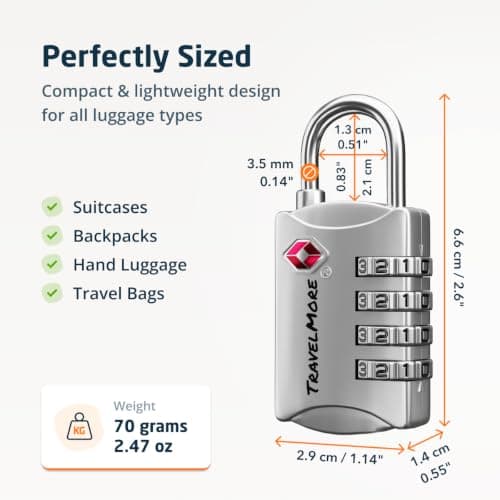 TravelMore TSA Approved Luggage Locks, Travel Padlocks for Suitcases — view 2