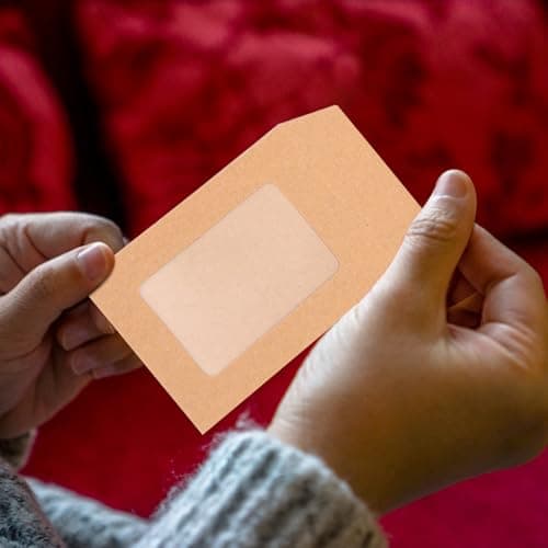 Hoement Kraft Paper Document Folder Envelopes Simple and Elegant Appearance 25pcs with Window Khaki Colour, for Greeting Cards and Office Storage — view 4