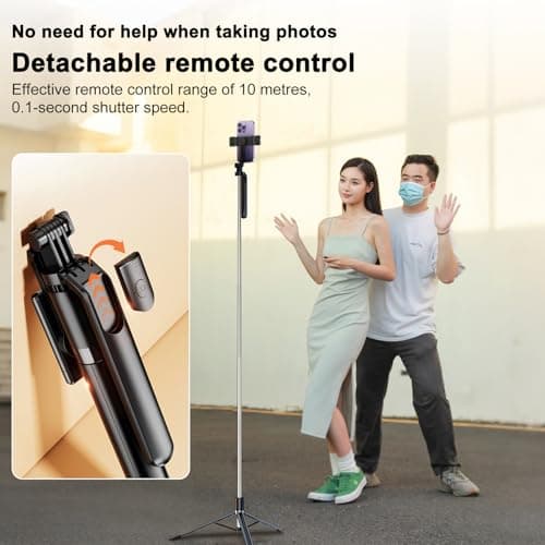 Selfie Stick Tripod with 2 Fill Light, Wireless Remote Control 360°Rotatable All-in-One Portable 180cm Extendable Cell Phone Tripod Stand, Selfie Stick for iPhone/Samsung/Smartphone/Camera — view 5