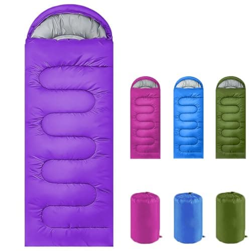 Sleeping Bags for Adults & Kids Sleeping Bag for 3-4 Season, Adult Blanket, Ultralight Carry Bag, Lightweight Compact, Soft for Outdoor Camping, Travel, Hiking (Purple Warm Weather 15-32°C)