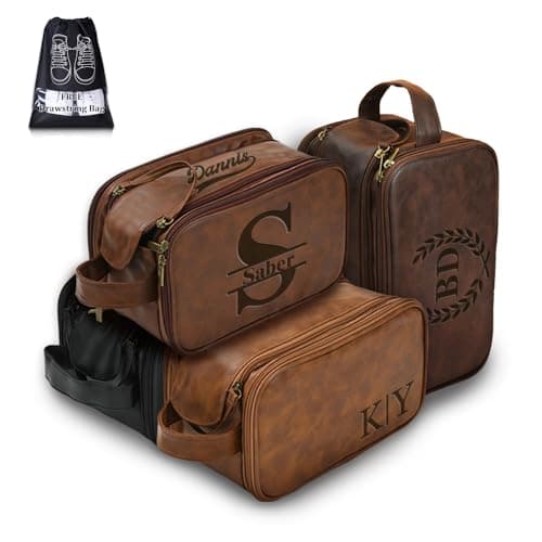 Personalized Toiletry Bag for Men, Large Capacity, Custom Name Initials PU Leather Dopp Kit, Groomsmen Gift, Customized Travel Monogrammed Travel Shaving Bag, Handcrafted for Dad, Husband, Grandpa