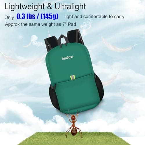 Bekahizar Small Rucksack 15L Packable Backpack Hiking Daypack Foldable Day Bag For Men Women Teens Travel Camping City Walking Mountaineering Climbing (Teal Blue) — view 4
