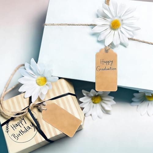 100Pcs Brown Kraft Paper Gift Tags - 7 x 4 CM Price, Name,Present, Luggage Tags with String for Presents, Brown Reinforced Card Clothing Parcel Labels — view 5