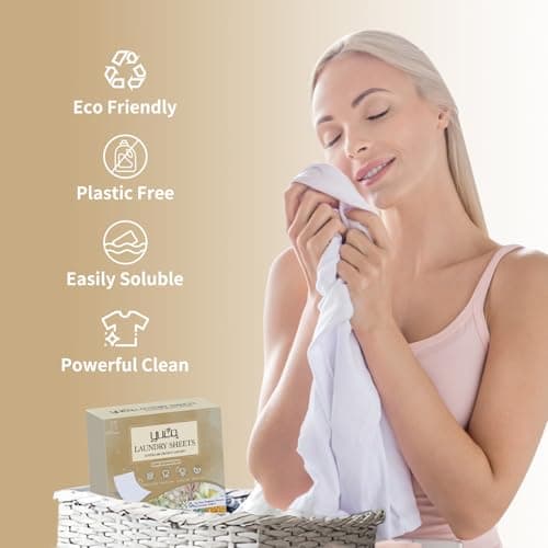 YUCO Laundry Detergent Sheets 80 Loads, Eco Travel Laundry Detergent Liquidless Detergent Soap Sheet, Dissolvable in in Sink and Washer, Plastic Free Packaging, Amber Sandalwood (1 Pack, 150g) — view 2