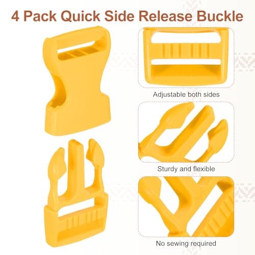 PATIKIL 4 Pcs 1" Quick Side Release Buckle Plastic Buckle Clip Yellow — view 3
