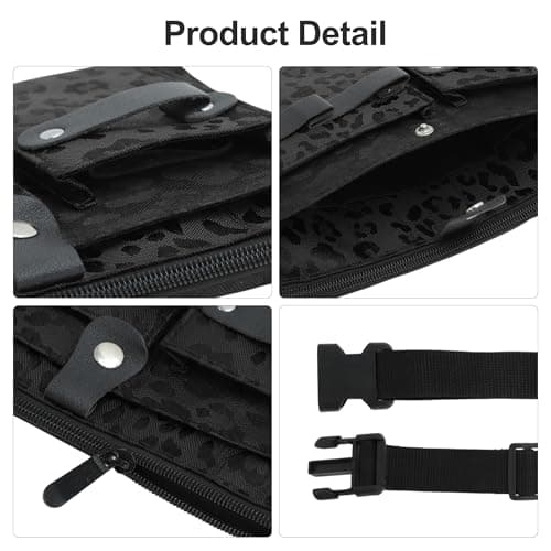 VOCOSTE Hairdresser Scissor Bag, Barber Canvas Waist Pouch, Professional Hairdressing Tools Storage Holsters with Waist Belt, Leopard Black — view 5