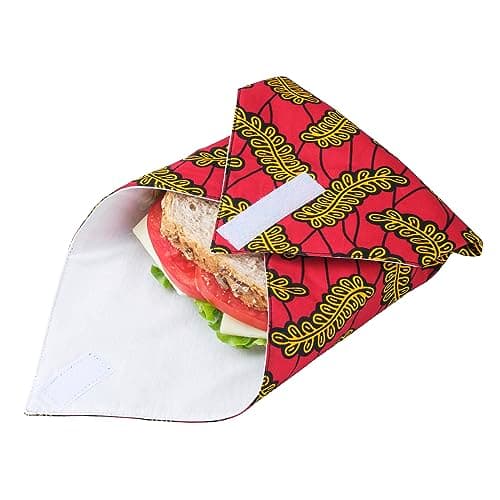 Reusable Sandwich Wrap - Washable, Leakproof, Double-Layered, Fabric, Foldable, Space Saver Sandwich Bag - Zero Waste Alternative to Cling Film, Aluminium Foil, Plastic Containers. (Red)