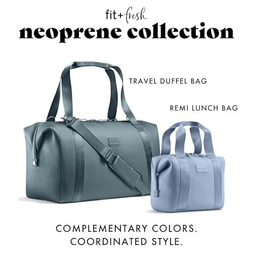 Fit & Fresh Premium Neoprene Weekender Bag, Travel Bag with Trolley Sleeve, Large Overnight Bag, Carry on Bag, Duffel Bags, Gym Bag, Basalt, Carry-On, Neoprene Weekender Duffel Bag — view 6
