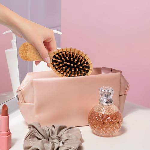 2 PCS Travel Brushes for Hair, Mini Bamboo Brush Anti-Static Massage Scalping Detangling Natural Wooden Pocket Small — view 5