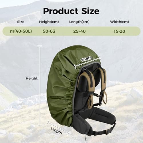 Lethra 2PCS Waterproof Backpack Rain Cover, Waterproof and Dustproof Bag Rain Cover, Rucksack Rain Cover for Outdoor Traveling, Climbing, Hiking, Camping, Black and Army Green (30-40L) — view 2