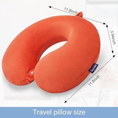 Gosider Orange Travel Pillow Neck Pillows for Travel Comfortable Memory Foam Pillows Neck and Head Support U Shape Portable Travel Neck Pillow Suitable for Airplane, Trains, Car Travelings — view 3