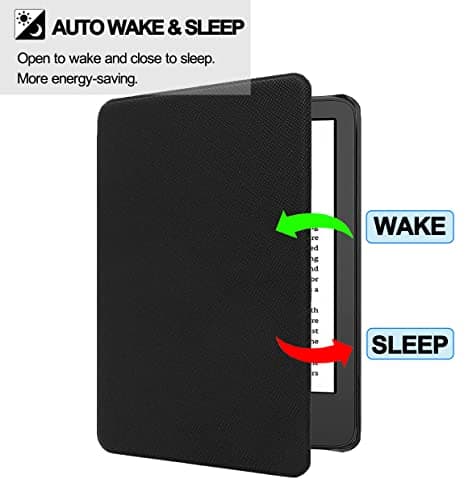 TOKILO Case for Kḭndle 6 inch eReader (11th Gen, 2024/2022 Release), Case for iPad 6" eBook, Ultra Lightweight Slim PU Leather Protective Cover with Auto Wake/Sleep, Dark Black — view 2