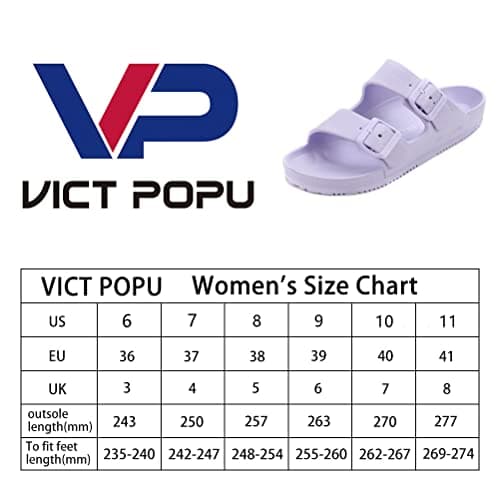 VICT POPU Womens Sandals Open Toe Adjustable Double Buckle Strap Waterproof EVA Footbed Arch Support Mules Slides Light Purple UK 6 — view 6