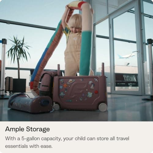 Stokke Jetkids BedBox + Backpack Bundle - Sleep-On, Carry-On Kids Suitcase & Expandable Backpack - Travel Set for Ages 2-7, Hazy Lilac — view 5
