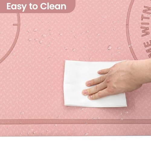 GREENSAPPIRE Yoga Mat Multi-Purpose Extra Thick Skipping Rope Mat Jump Rope Mat Foam Exercise Mats for Home Gym Floor Protection Cardio HIIT Yoga Non-Slip Shock 123X62X0.5CM (Pink) — view 2