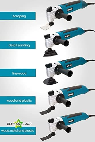MYLEK Oscillating Multi Tool 300W Oscillating Electric Corded Multi Tools 6 Speed, Quick Change, Detail Sander, Multitool Cuts Metal, Plastic, Wood, 48 Piece Accessory Kit - Carry Case — view 2