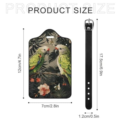 Parrots Olive Luggage Tags with Id Card & Adjustable Strap — view 2
