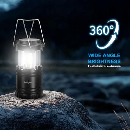 ILEEDear Camping Lamp, Battery Operated, Portable Ultra Bright LED Lantern, Foldable Camping Hanging Lamp, Survival Kit, for Hiking, Camping, Emergency Equipment, Power Failure etc. Pack of 4 — view 4