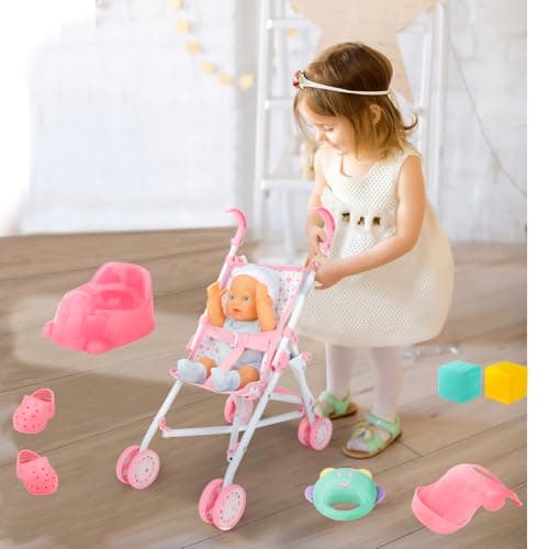 deAO Baby Doll Stroller Set with 13 inch Doll & 18Pcs Pcs (Include Doll) — view 6