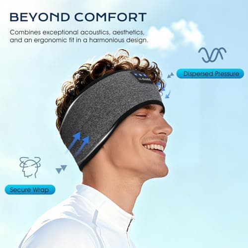 LC-dolida Sleep Headphones Headband Sleeping Headphones, Ultra Soft Bamboo Fibe Bed Headphones with HiFi Speakers Lightweight Sleep Music Headband for Travel/Meditation/Yoga/Audio books — view 4