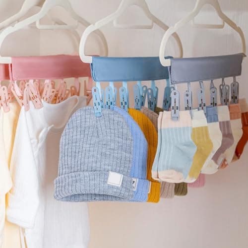 Travel Hangers Foldable|Foldable Travel Hangers 3Pk, 6 Clips, 3 Colors — view 5