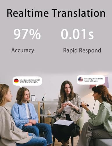 Voice Translator 144 Languages ​​Translation, Two Way Translation, Smart Voice Translator 99% Accuracy Rate Mobile Connection Synchronized Text Display for Translation (Black) — view 3