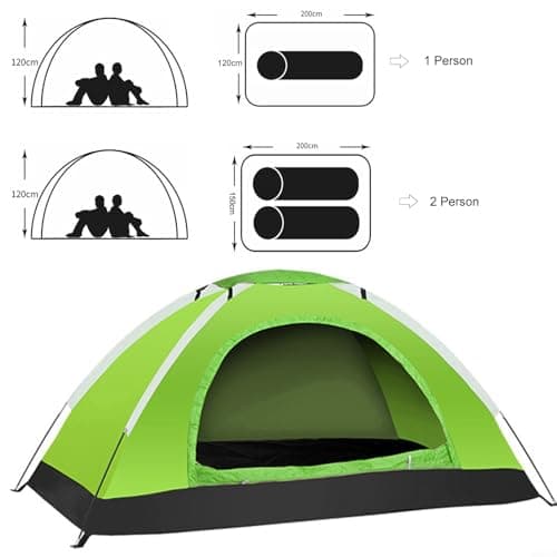FACULX Ultralight Camping Tent For 1-2 Person, Backpacking Tent With Doors, Carry Bag, Pegs & Rain Fly For Hiking Outdoor Adventures(1 person Green) — view 6