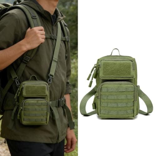 Compact Waist Bag with Adjustable Shoulder Strap, Black — view 2