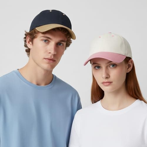 YAMEIZE Trendy Color Splicing Baseball Cap - for Women Men Hat UV Protection Unisex Sun Hat Sunscreen Adjustable Baseball Hat Travel Outdoor (UK, Alpha, One Size, Navy Khaki) — view 5
