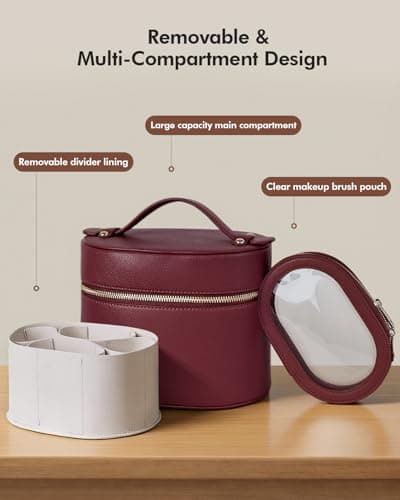 Prite 2 Pcs Makeup Bag Vanity Case for Women with Clear Pouch, Burgundy — view 2