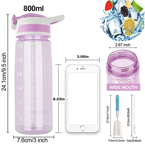 VENNERLI Water Bottle, 800 ML Water Bottle with Straw Leak-proof, Dust-proof, BPA-free, Tritan, Toxin Free Plastic Fitness Sport Water Bottle Drink Bottle Design for Girls Boy Gym School Office — view 4
