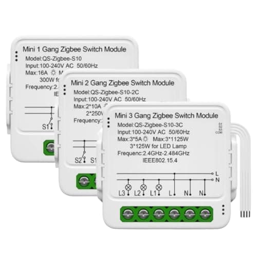 Aundhegrtt Tuya Zigbee Light Switch Module APP Controlled 1/2/3 Way with Gateway Functionality