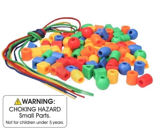BMTOYS Threading Beads for 5 Year Olds - 70 Stringing Lacing Beads Crafts Toy with Travel Bag - Montessori Toys for Kids 5 6 7 8 Year Old Occupational Therapy Autism Fine Motor Skills Activities — view 2