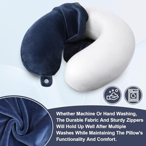 2 Packs Travel Pillow Cover Reusable Blue U Shaped Neck Pillow Covers with Zipper, Travel Pillows Case Covers Replacement Washable Soft Smooth Airplane Pillows Cover Stripe Comfort Travels Accessories — view 4