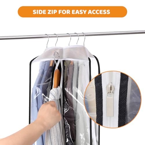 4 Pack Clear Garment Bags, 60 Inch Clothes Covers with 10 Inch Gusset — view 4