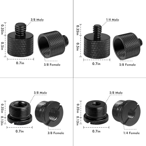 PEAPIN 8 Pack Microphone Thread Adapter Kit, Mic Stand Adapters — view 2