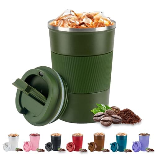 Eastrise Travel Mug,Insulated Coffee Cup with Leakproof Lid,Reusable Travel Coffee Mug,Stainless Steel Coffee Cup for Hot or Cold Drinks(Green/18oz)