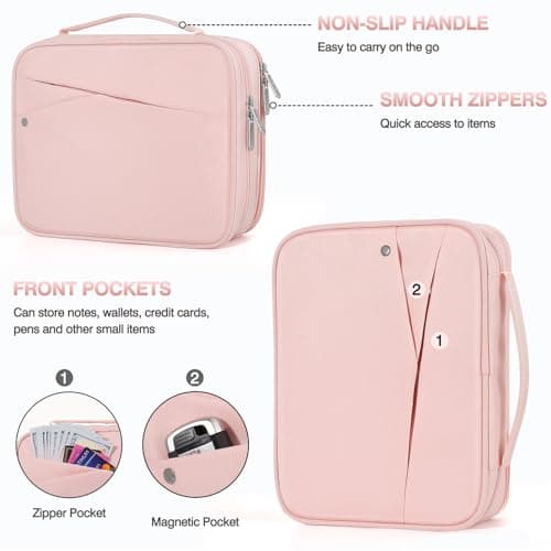 MoKo 9-11 Inch Tablet Sleeve Bag for iPad A16 2025, 10.2-inch iPad 2021, Pro 11" M5, Air M3, Galaxy Tab A11+/ A9+, Protective Sleeve Bag for Pencil/Magic Keyboard, Pink — view 6