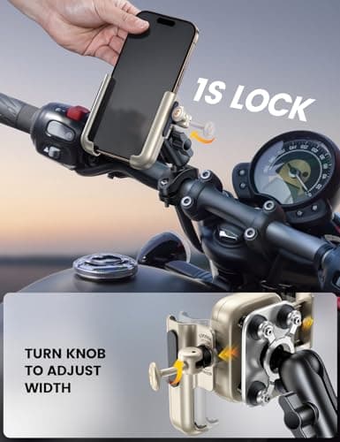 Lamicall Motorbike Phone Holder, [All-Metal] Motorcycle Phone Mount Gold — view 5
