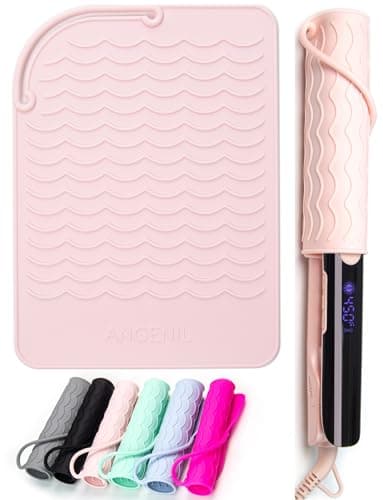 ANGENIL Heat Mat for Hair Straighteners, Heat Resistant Mat for Curling Iron, Silicone Heat Resistant Mat for Travel Flat Iron Hair Straightener, Heat Protecting Mat for Hair Curler 21.5 cm x 15.5 cm