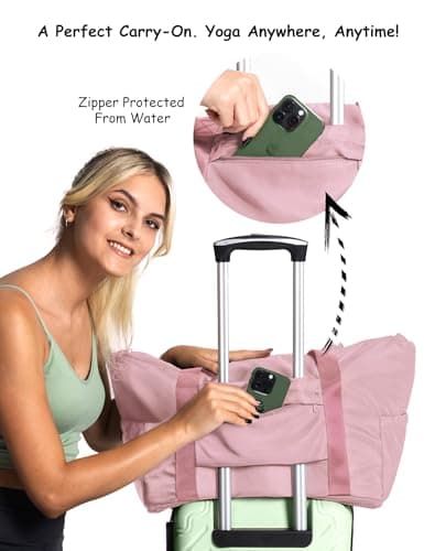 Warrior2 Yoga Mat Carrier - Expandable, Built-In Mat Straps, Water & Shock Resistant Laptop Pocket. Yoga Travel Bag with Luggage Sleeve, Gym Bags For Men & Women, Large Yoga Tote (Flexible Logo, Pink) — view 6