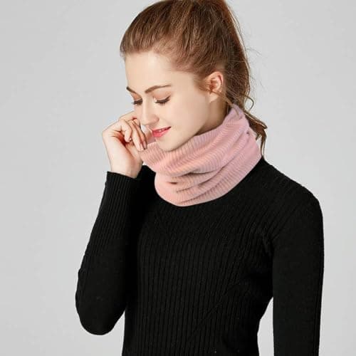 Winter Neck Warmer Fleece Lined Knitted Snood Gifts for Men Women 2 Pack — view 4