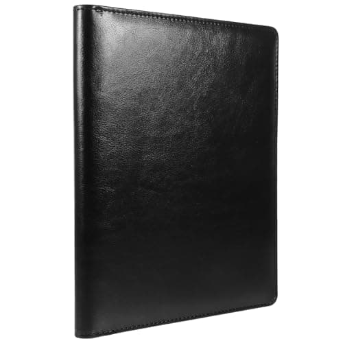 BELLIFFY A5 Black PU Conference Folder with Metal Clips and Pen Holder