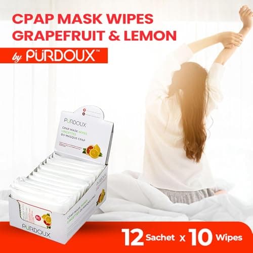 PURDOUX 100% Cotton CPAP Mask Wipes Travel Box Scented(12 sachets with 10 wipes)-CPAP Supplies, CPAP Accessories, CPAP Cleaning Supplies for CPAP Machine — view 2