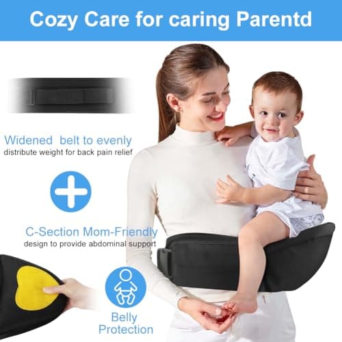 HOTUT Hip Stool and Hip Seat for Babies, Ergonomic Baby Carrier with 3D Abdominal Support, 30° Tilt, Lightweight and Adjustable, for 0-36 Months — view 6