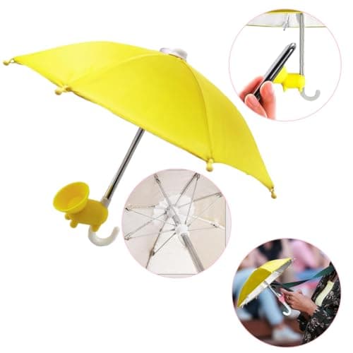 QYEHF Anti-Glare Phone Umbrella Sun Shade, Holder with Suction Plug for Car Navigation Sunscreen, Mini Sunscreen Travel Cell Phone Umbrella, Smartphone Outdoor Stand (yellow) — view 3